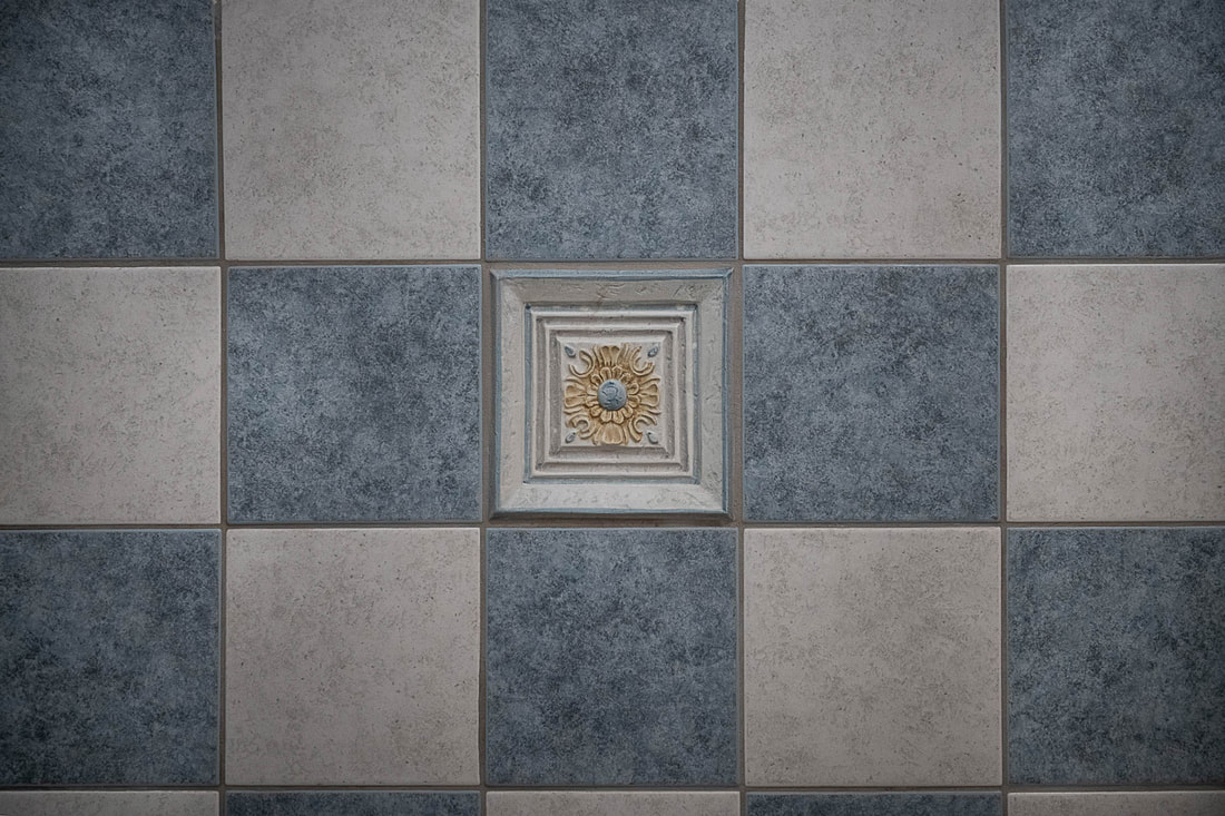 Bathroom tile, blue